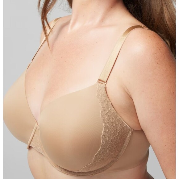 SOMA Warm Amber 40G Vanishing 360 Wireless Bra Smoothing Seamless Edge Lace Trim - Picture 2 of 6